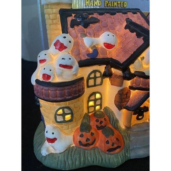 Vintage Halloween Haunted House Ceramic Mansion Light Up Ghosts Spooky BULB - Picture 11 of 12